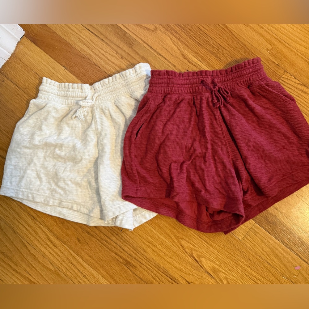 2 pairs soft knit ribbed lounge summer shorts
